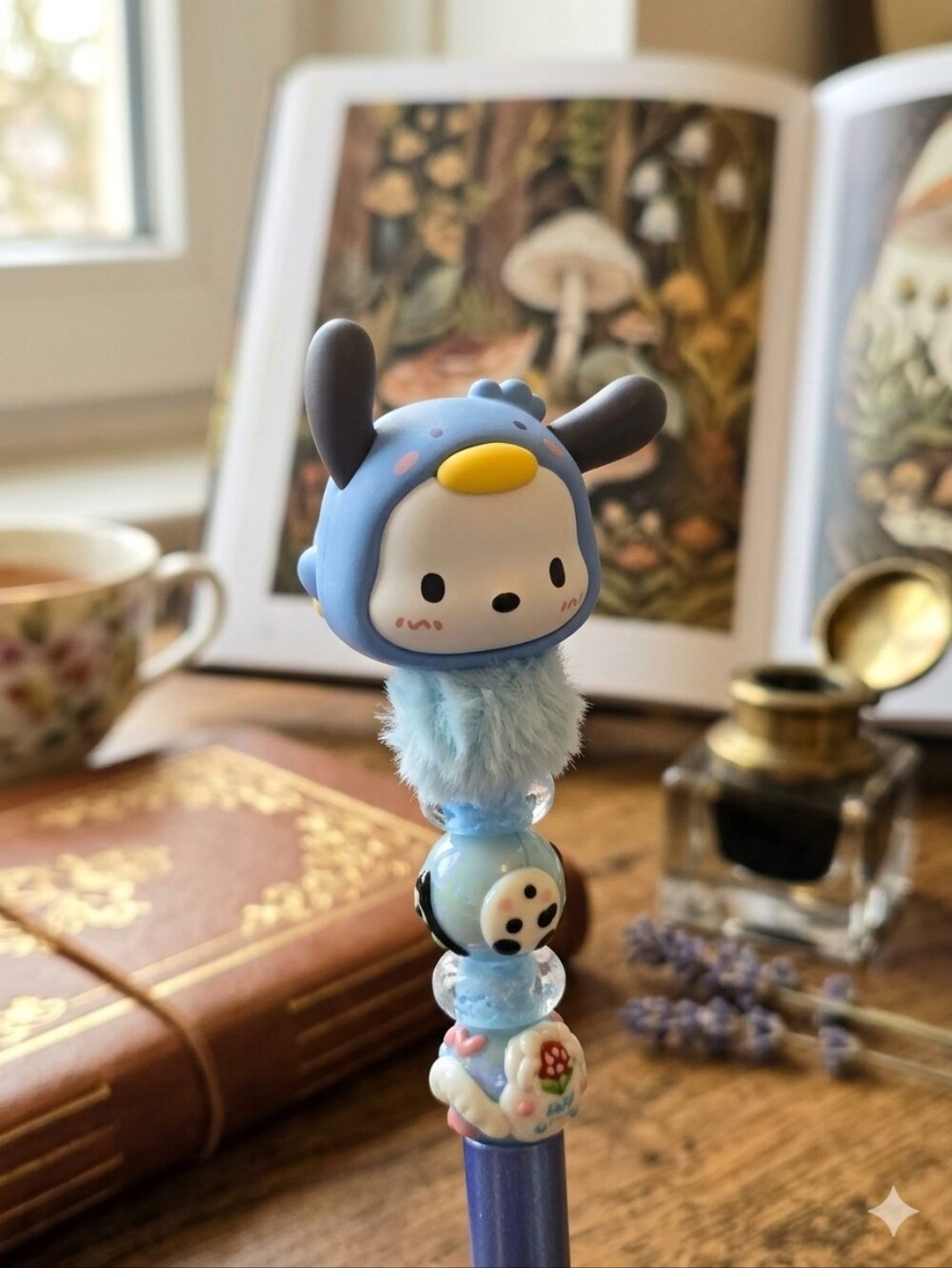 custom handmade Sanrio Pochacco beaded ballpoint pen.